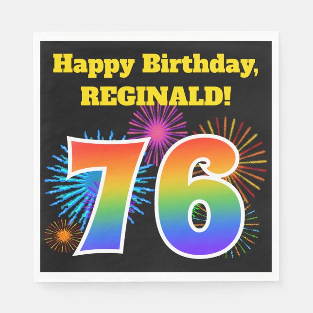 Servilleta De Papel Fuegos artificiales divertidos + Patrón Arcoiris " (Anverso)