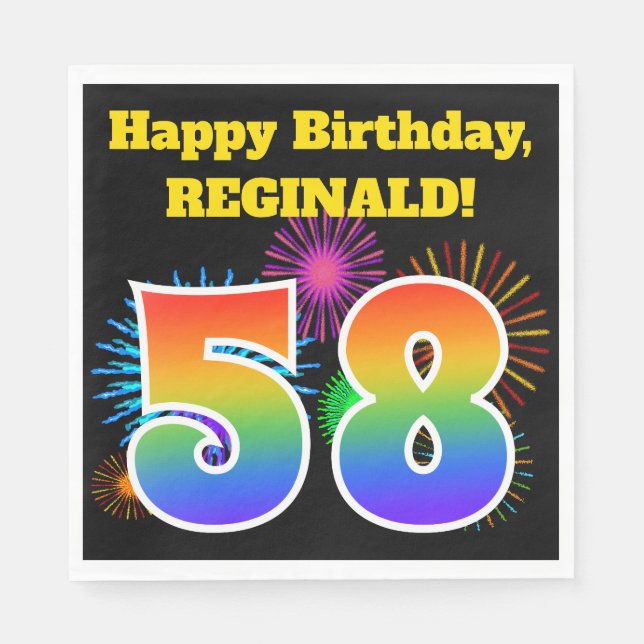 Servilleta De Papel Fuegos artificiales divertidos + Patrón Arcoiris " (Anverso)