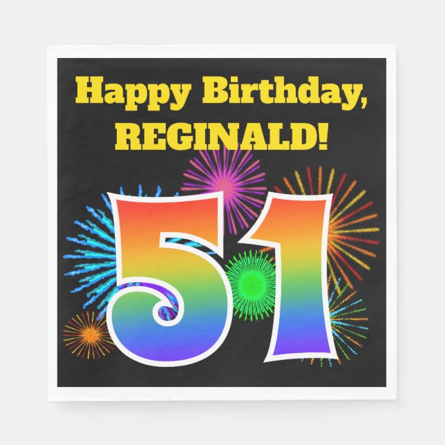 Servilleta De Papel Fuegos artificiales divertidos + Patrón Arcoiris " (Anverso)