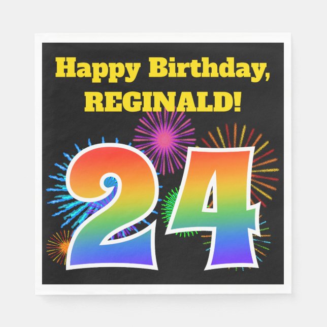 Servilleta De Papel Fuegos artificiales divertidos + Patrón Arcoiris " (Anverso)