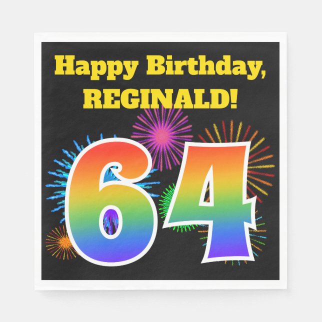 Servilleta De Papel Fuegos artificiales divertidos + Patrón Arcoiris " (Anverso)