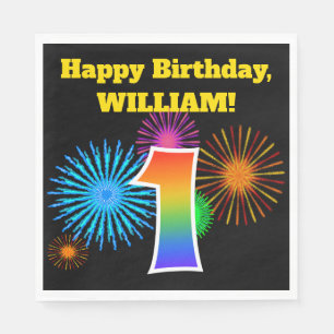 Servilleta De Papel Fuegos Artificiales Divertidos + Patrón de Arcoíri