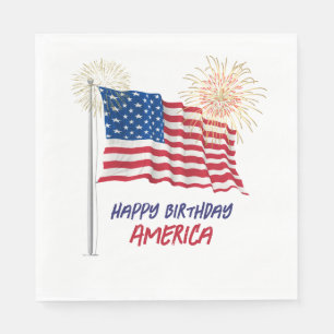 Servilleta De Papel Fuegos artificiales Feliz cumpleaños Estados Unido