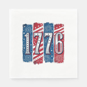Servilleta De Papel Fuegos Artificiales Patrióticos de 1776 Diseño Vec