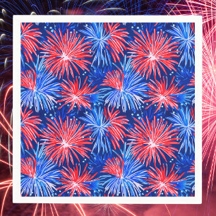 Servilleta De Papel Fuegos Artificiales Patrióticos / Fiesta de Rojo B