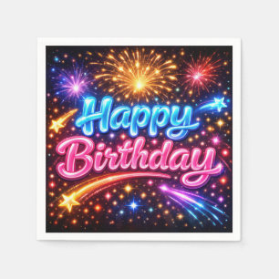 Servilleta De Papel Fuegos artificiales y estrellas de cumpleaños feli