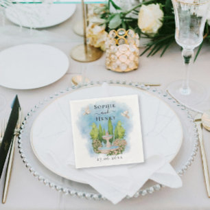 Servilleta De Papel Fuente elegante palomas florales Boda Lujo