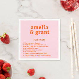 Servilleta De Papel Fuente Retro Naranja y Rosa Boda Moderna