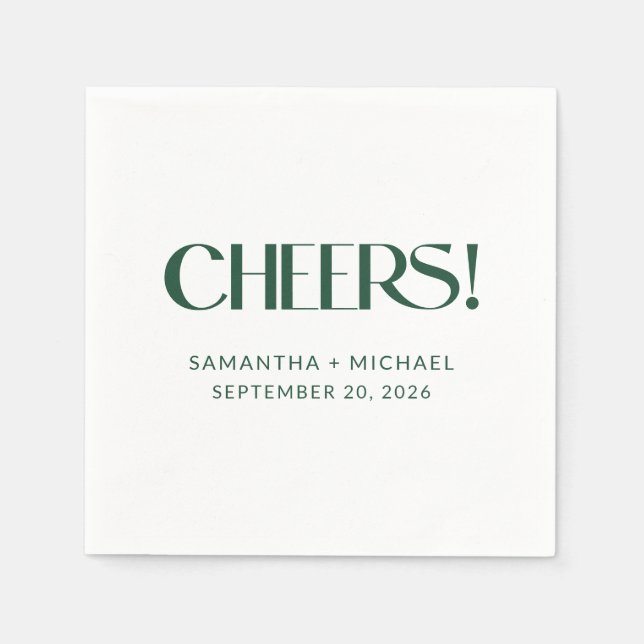 Servilleta De Papel Fuente Serif Decorativa Deep Pine para Bodas Cheer (Anverso)
