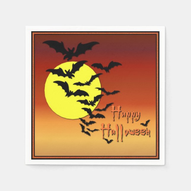 Servilleta De Papel Full Moon Bats Halloween (Anverso)