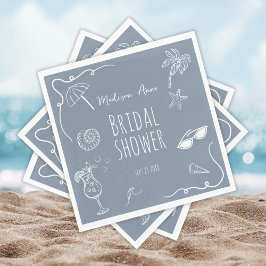 Servilleta De Papel Fun Beach Doodle Illustrations Bridal Shower