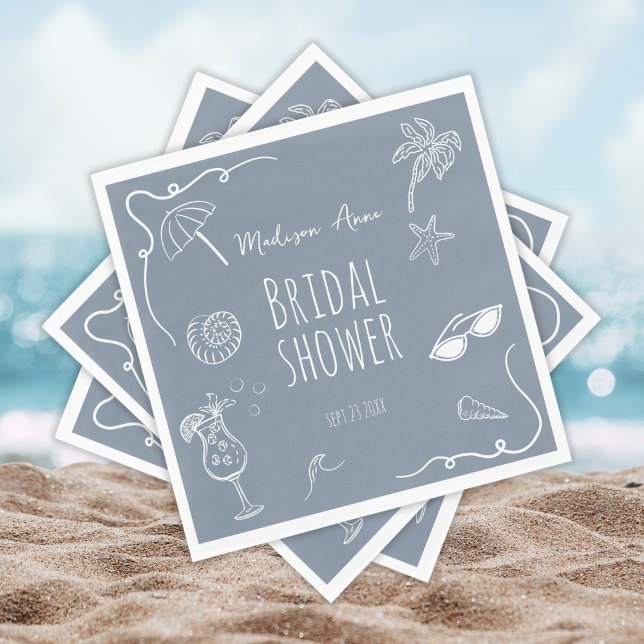 Servilleta De Papel Fun Beach Doodle Illustrations Bridal Shower (Subido por el creador)