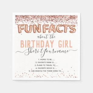 Servilleta De Papel Fun Birday Facts Balloon Text Purpurina Girly Napk