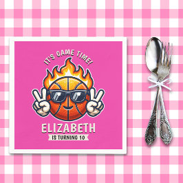 Servilleta De Papel Fun Birthday Girl with Basketball Theme