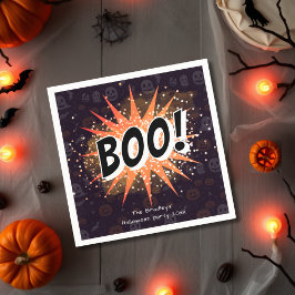 Servilleta De Papel Fun Black & Naranja Boo Halloween