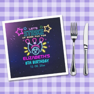 Servilleta De Papel Fun Bowling Neon Birthday Girl