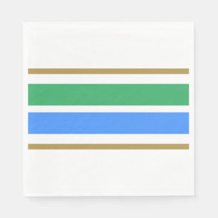 Servilleta De Papel Fun Bright Blue Sea Green Wide Carreras Stripes