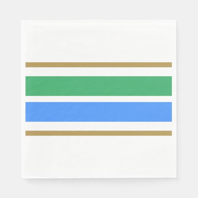 Servilleta De Papel Fun Bright Blue Sea Green Wide Carreras Stripes (Anverso)