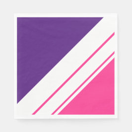 Servilleta De Papel Fun Bright Pink Royal Purple Wide White Strips N