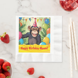 Servilleta De Papel Fun Chimpanzee Kid's Wild Jungle Monkey Birthday