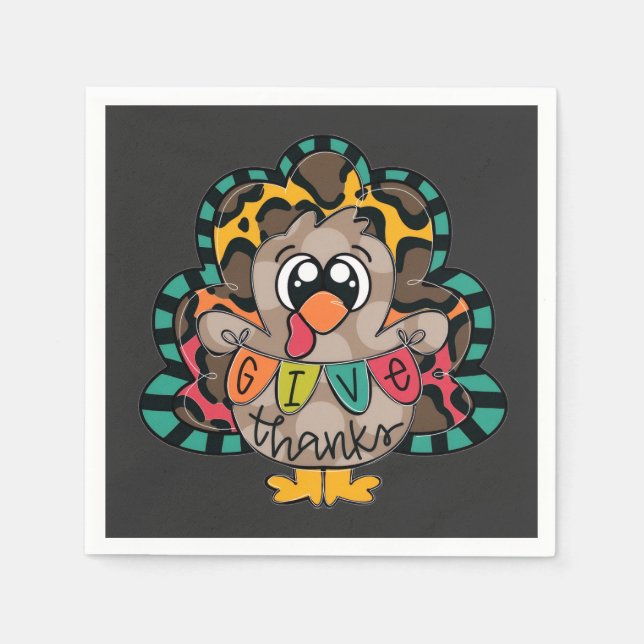 Servilleta De Papel Fun cute turkey shirt (Anverso)