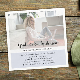 Servilleta De Papel Fun Fact Blue Graduate Photo Graduate Party