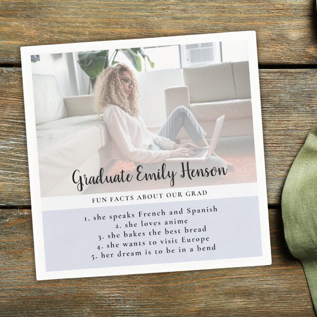 Servilleta De Papel Fun Fact Blue Graduate Photo Graduate Party (Subido por el creador)