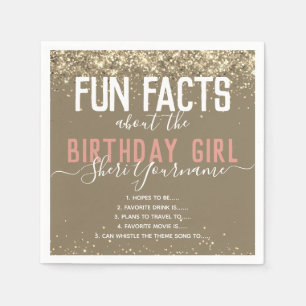 Servilleta De Papel Fun Fact Facts Gold Purpurina Girly Napkin