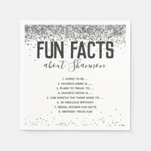 Servilleta De Papel Fun Fact Facts Silver Purpurina Girly Nap
