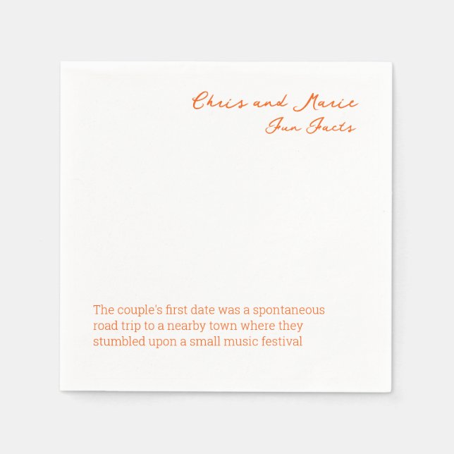 Servilleta De Papel Fun Fact Napkin Boda cóctel hora (Anverso)