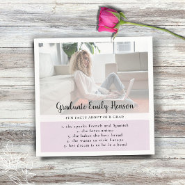 Servilleta De Papel Fun Fact Pink Graduate Photo Graduation Party