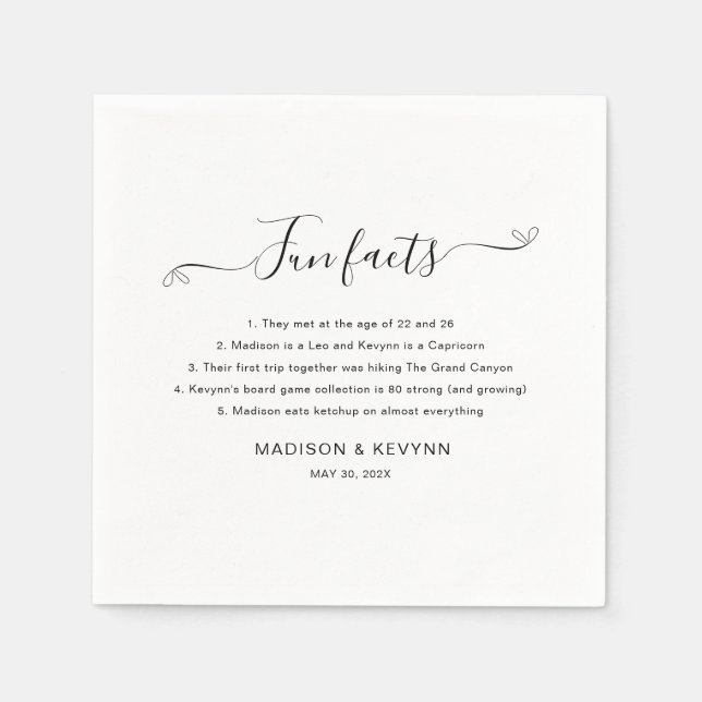 Servilleta De Papel Fun Facts Black Boda Napkins (Anverso)