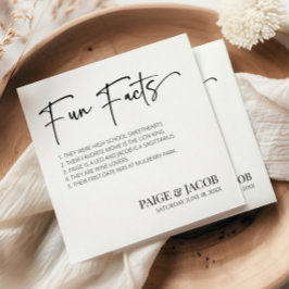 Servilleta De Papel Fun Facts Boda Minimalista mínimo clásico