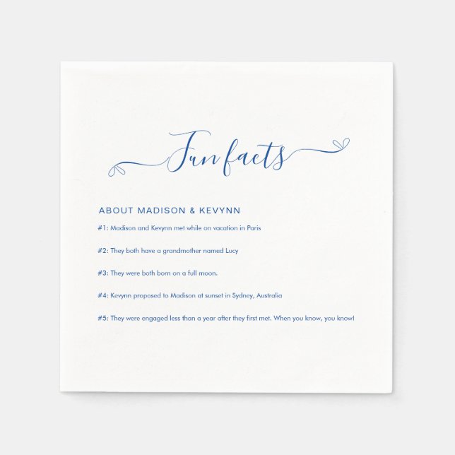 Servilleta De Papel Fun Facts Boda Napkins (Anverso)