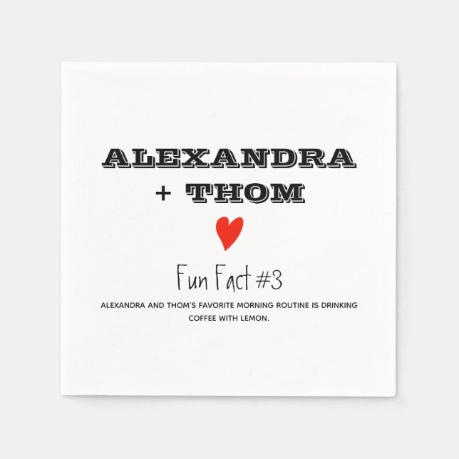 Servilleta De Papel Fun Facts Boda Napkins (Anverso)