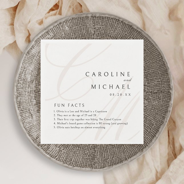 Servilleta De Papel Fun Facts Classic Elegance caligrafía monograma (Fun Facts Classic Elegance calligraphy monogram Napkins)