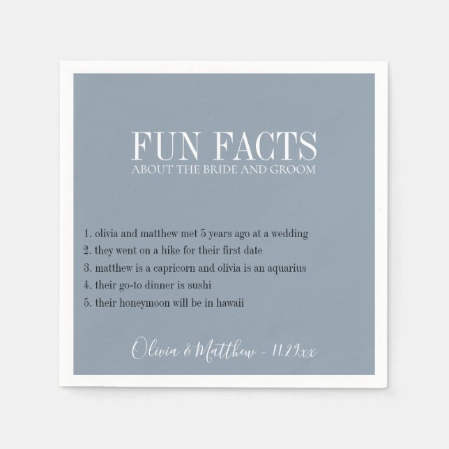 Servilleta De Papel Fun Facts Dusty Blue (Anverso)