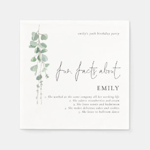 Servilleta De Papel Fun Facts Eucalyptus Script 70 cumpleaños