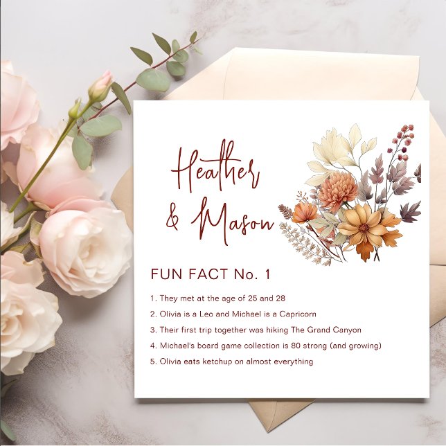 Servilleta De Papel Fun Facts Fall Floral Boda Napkins (Subido por el creador)