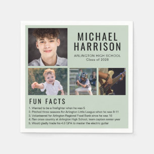 Servilleta De Papel Fun Facts Foto Sage Green Graduation