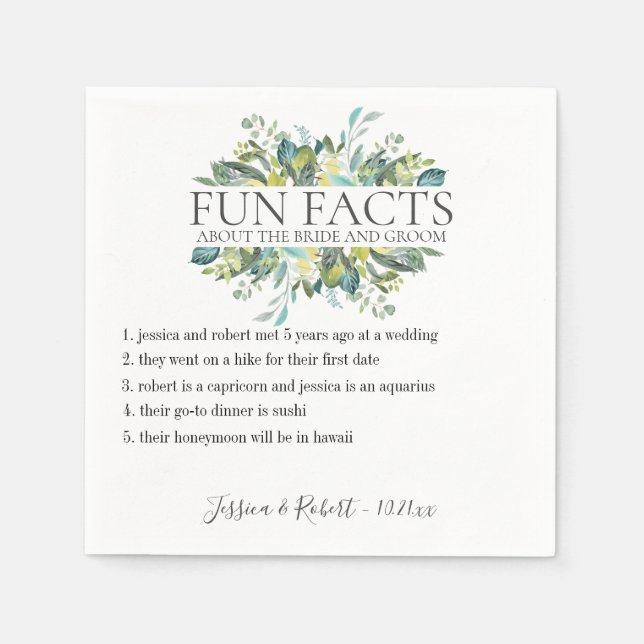 Servilleta De Papel Fun Facts Garden Foliage Personalizado (Anverso)