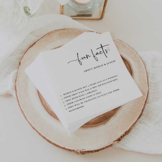 Servilleta De Papel Fun Facts Minimalista Boda (Subido por el creador)