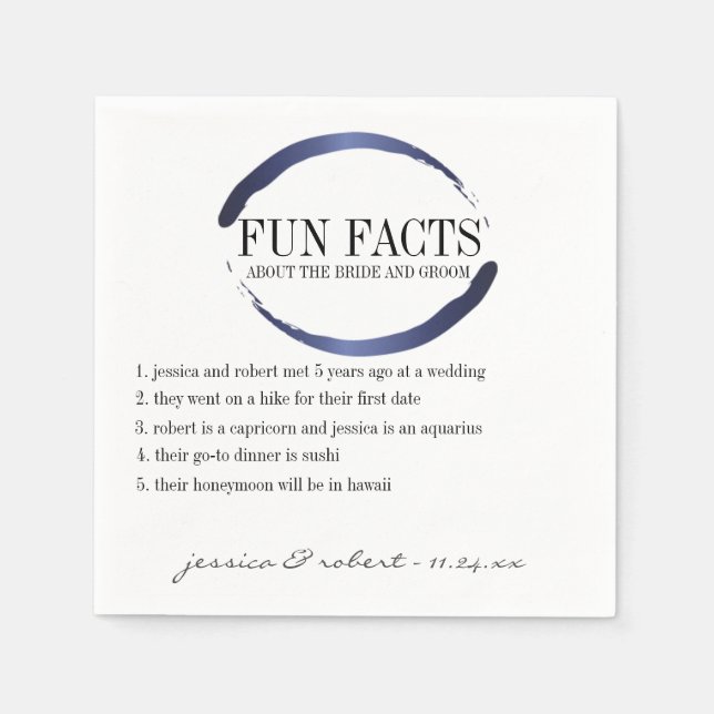 Servilleta De Papel Fun Facts Modern Blue Brush Strokes Personalizado (Anverso)