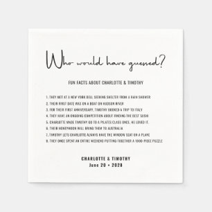 Servilleta De Papel Fun Facts Modern Minimalista Script Boda
