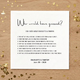 Servilleta De Papel Fun Facts Modern Minimalista Script Boda