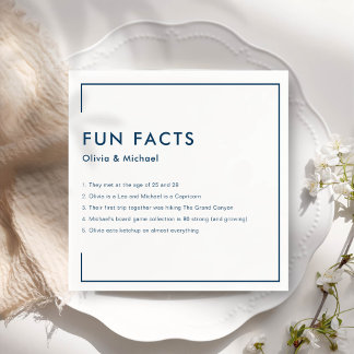 Servilleta De Papel Fun Facts Modernas Modas Bodas Minimalistas