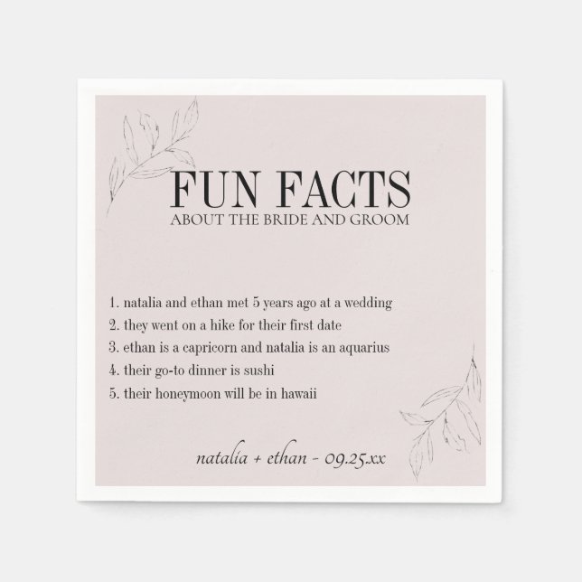 Servilleta De Papel Fun Facts Moderno Flora Personalizada (Anverso)