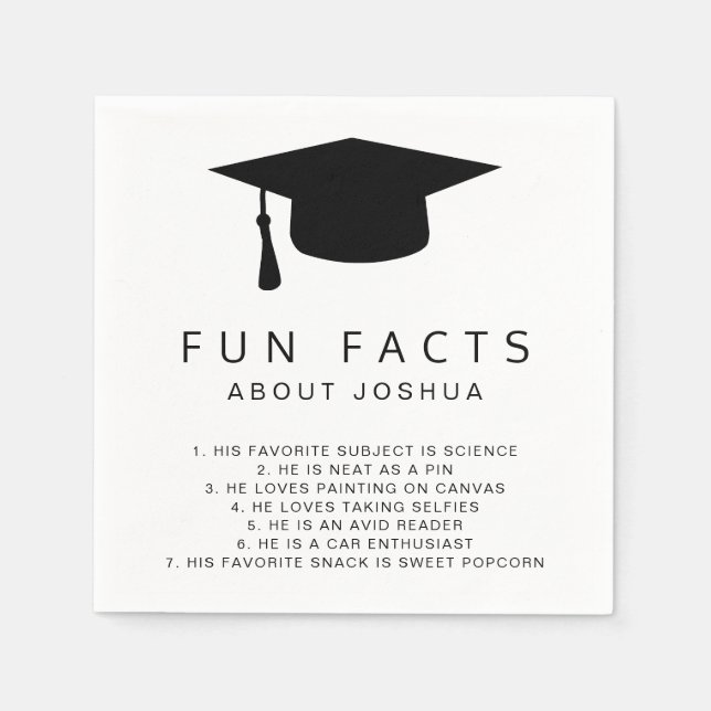 Servilleta De Papel Fun Facts Mortar Board Graduación simple (Anverso)
