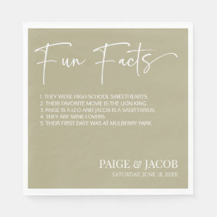 Servilleta De Papel Fun Facts Sage Green Classic Boda Mínimo