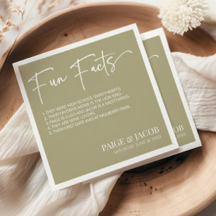 Servilleta De Papel Fun Facts Sage Green Classic Boda Mínimo